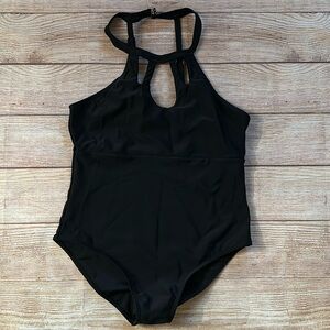 High neck one piece bathing suit
